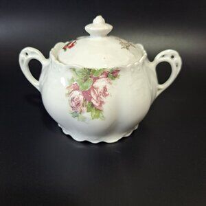 Heinrich Lidded Sugar Bowl H&C Bavaria Germany Floral Design